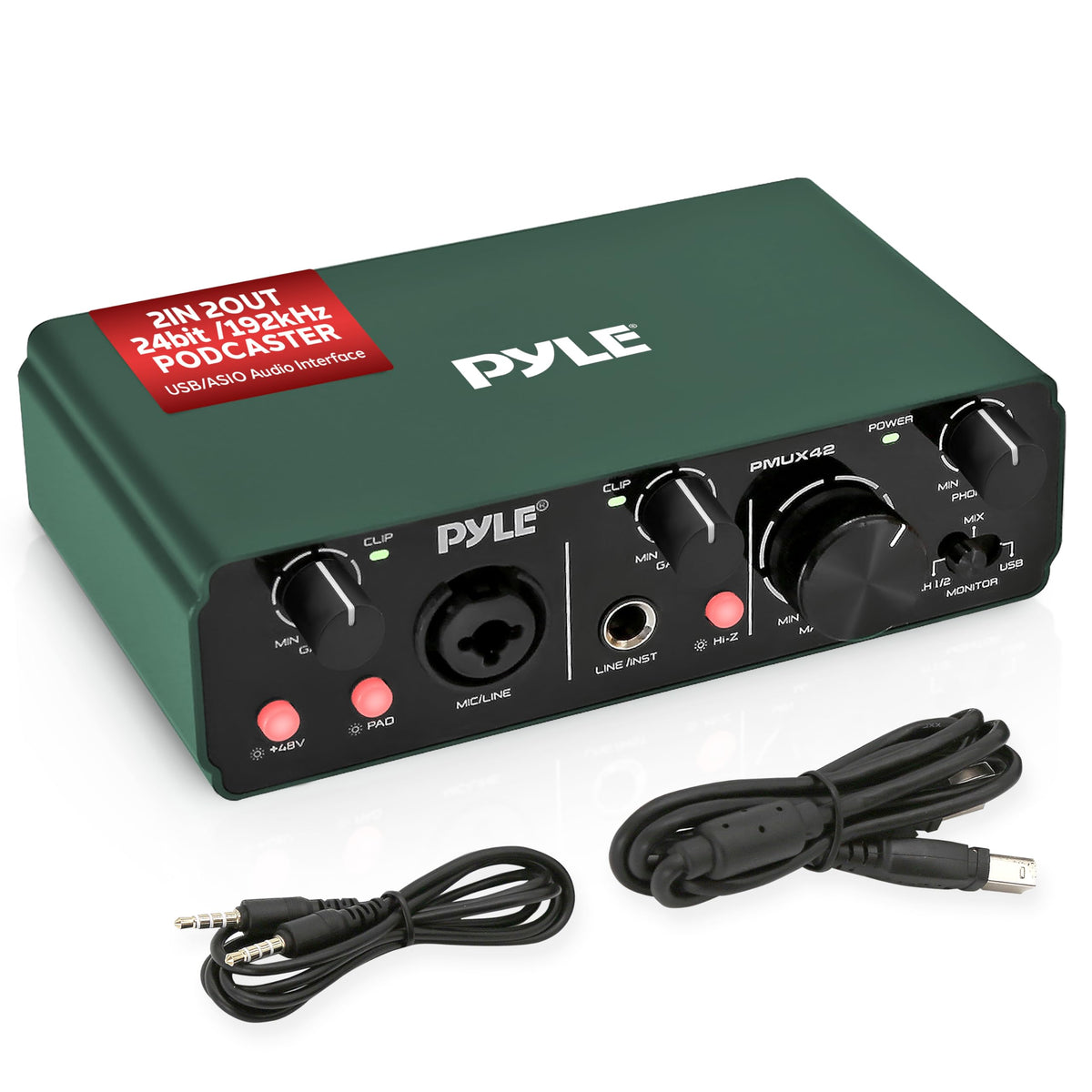 USB Audio Interface 2 Inputs 2 Outputs 48V Phantom Power Metal X3720