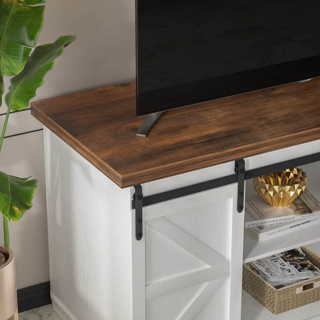 Bright White Mid Century Modern TV Stand for 65 Inch TV I3407