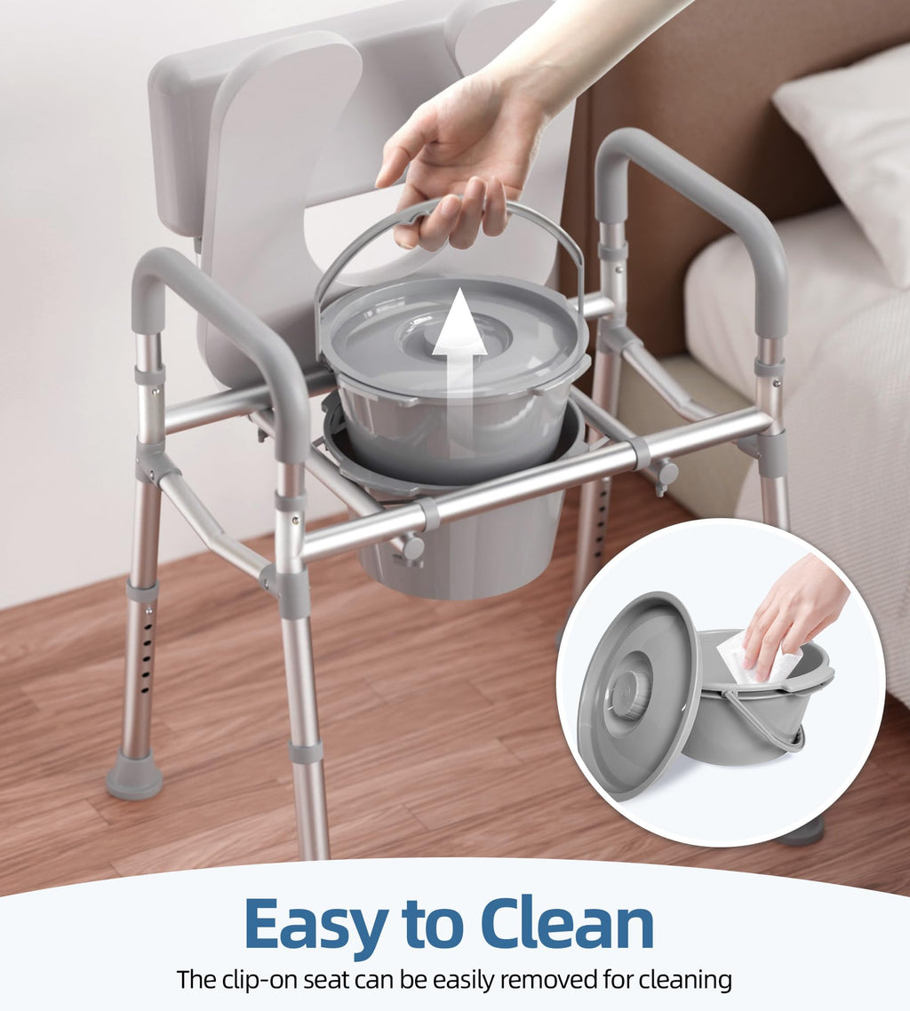 Shower Chair with Arms and Back and Bedside Commode with Padded Seat and Backrest A233