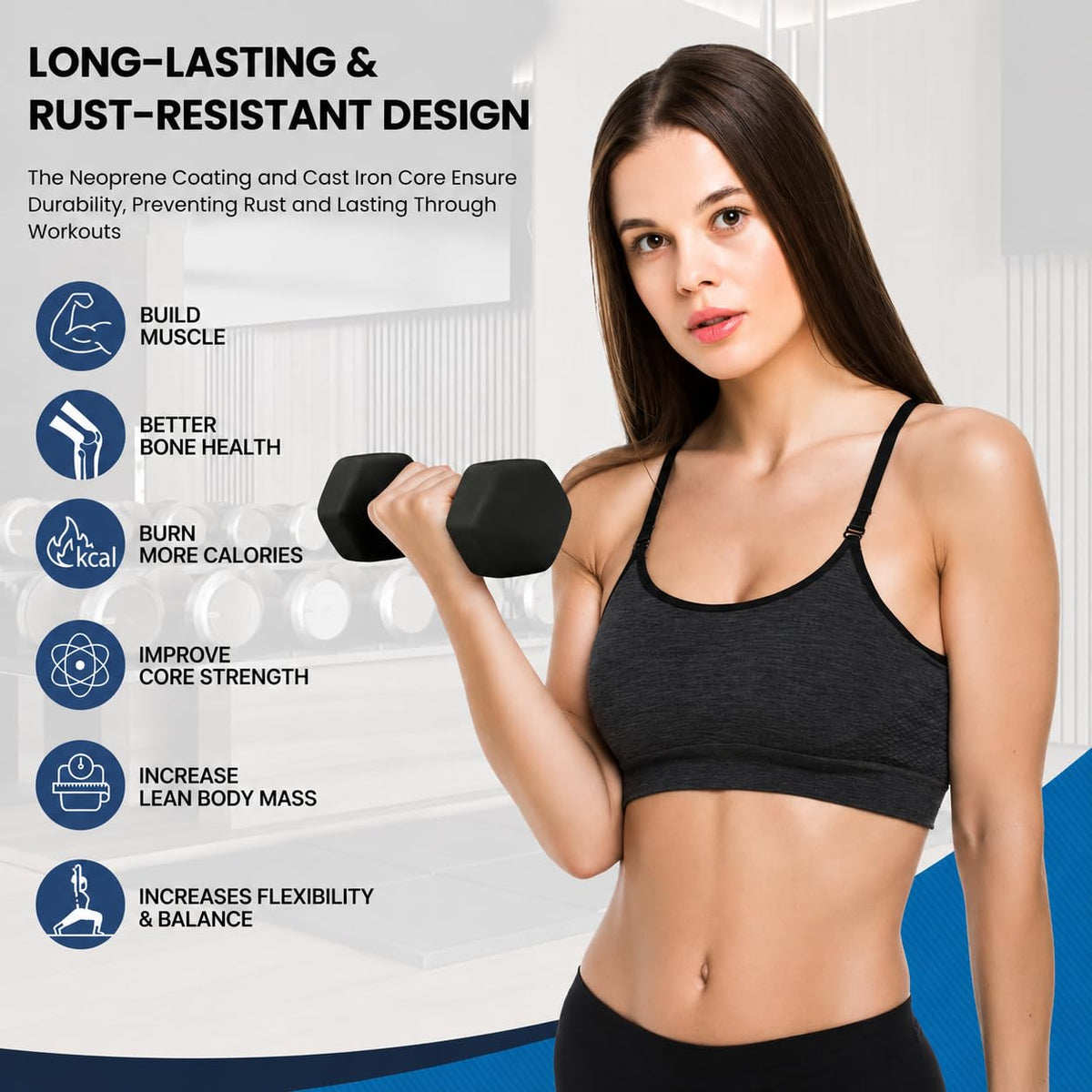 Neoprene Hexagon Dumbbells with Cast Ergo Handle B321627