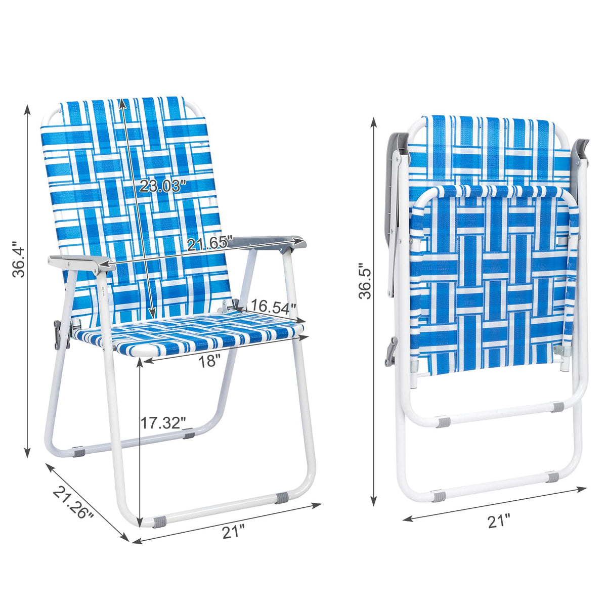 Blue Webbed Folding Lawn Chairs Set of 2 Z5549