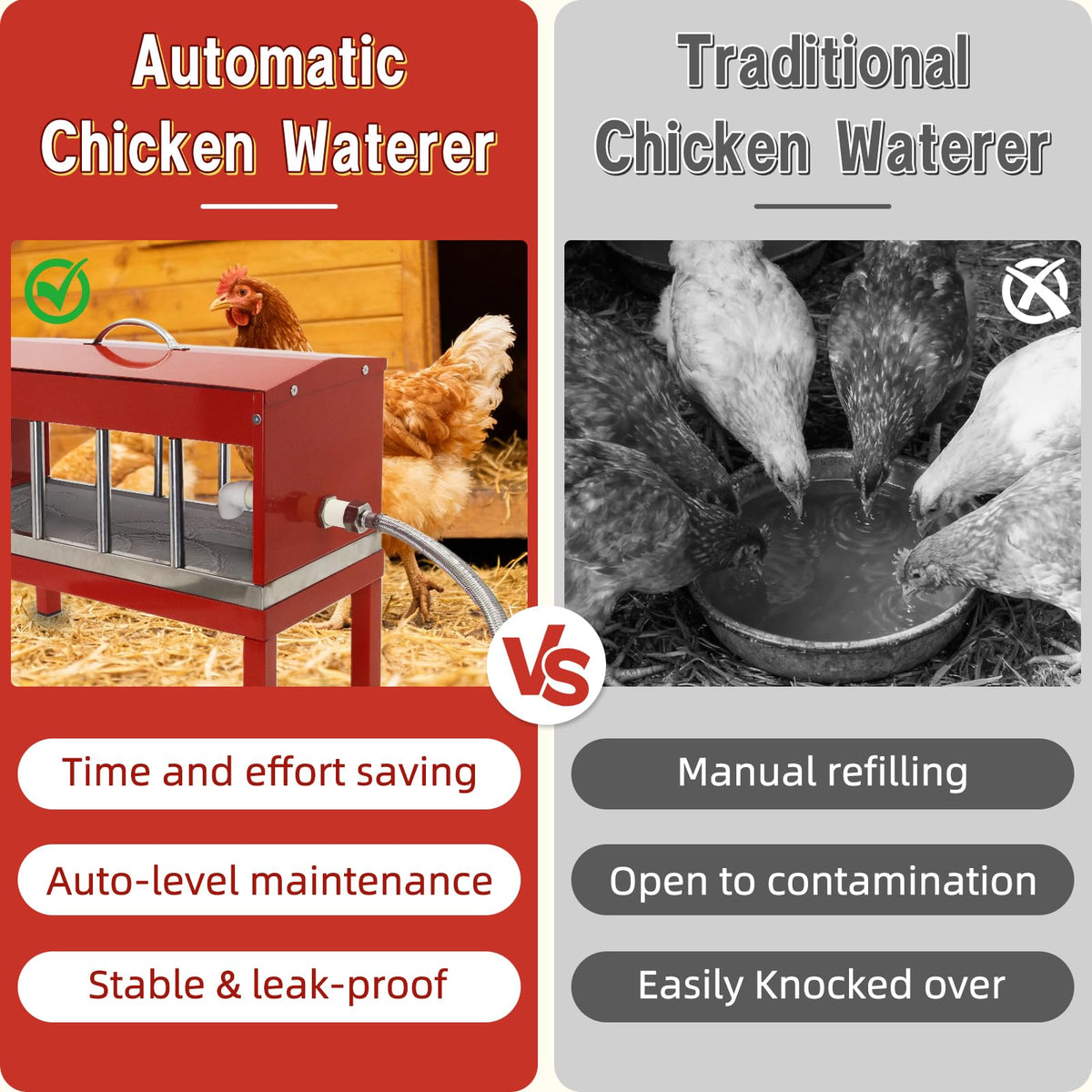 Automatic Chicken Waterer with Detachable Legs H1982