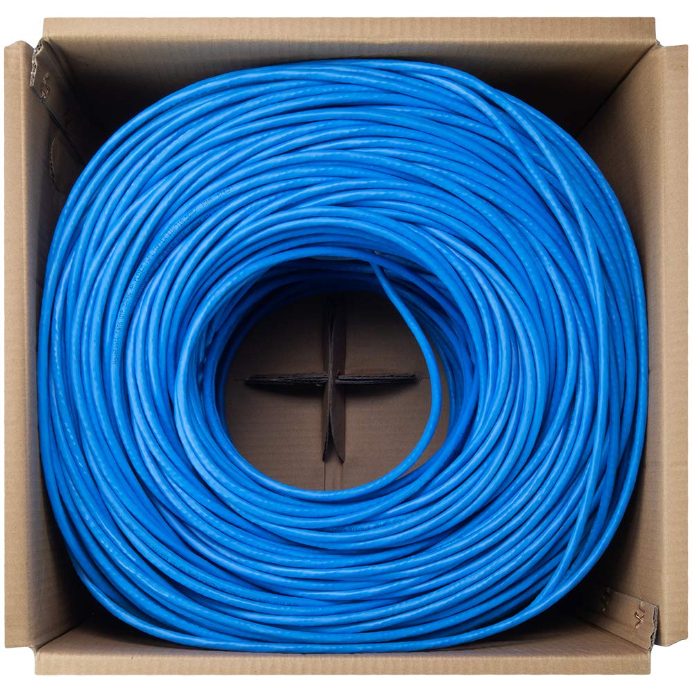 Cat6 Plenum 1000ft Blue Solid Bare Copper Ethernet Cable I242575