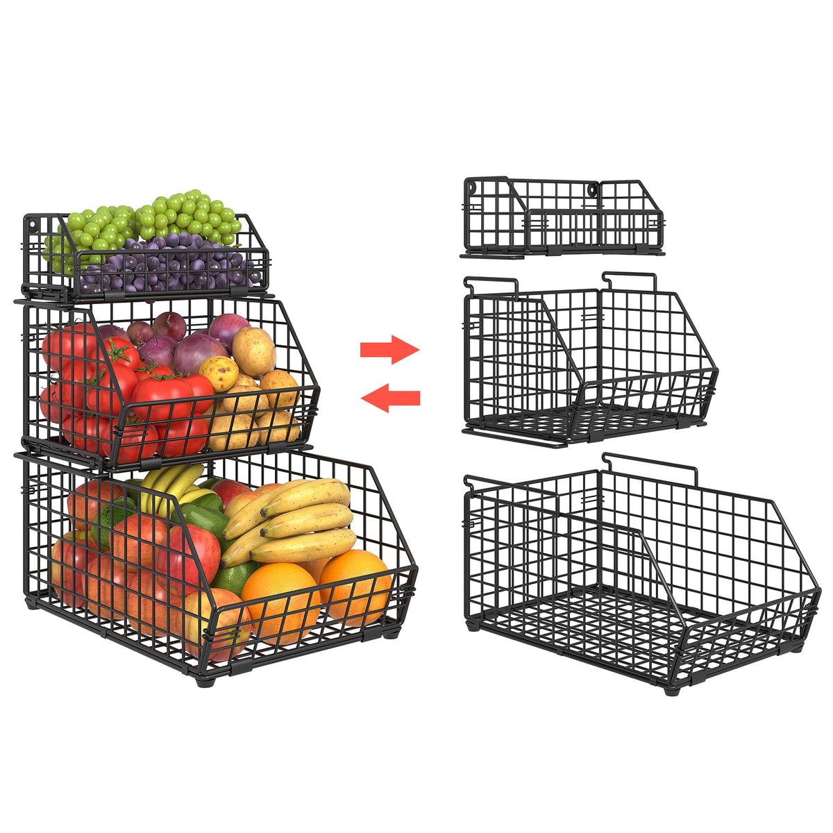 3-Tier Stackable Wire Fruit Basket M57734