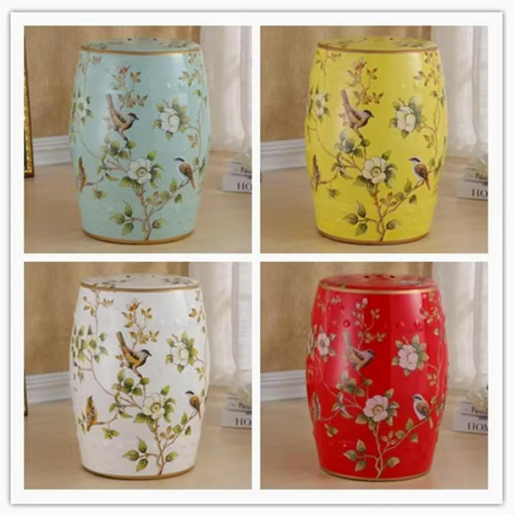 Glazed Hand-Painted Garden Stool J187234