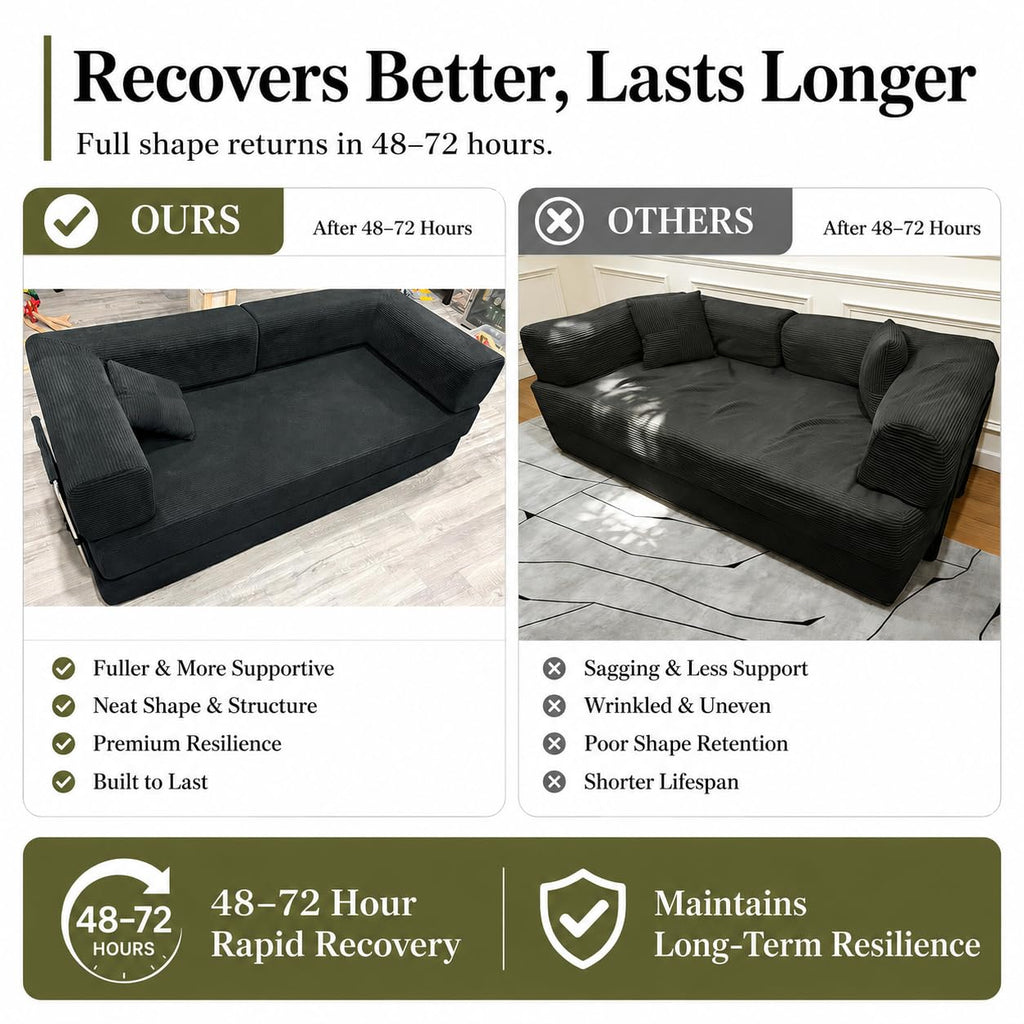 Folding Convertible Corduroy Sofa Bed King Size E571291