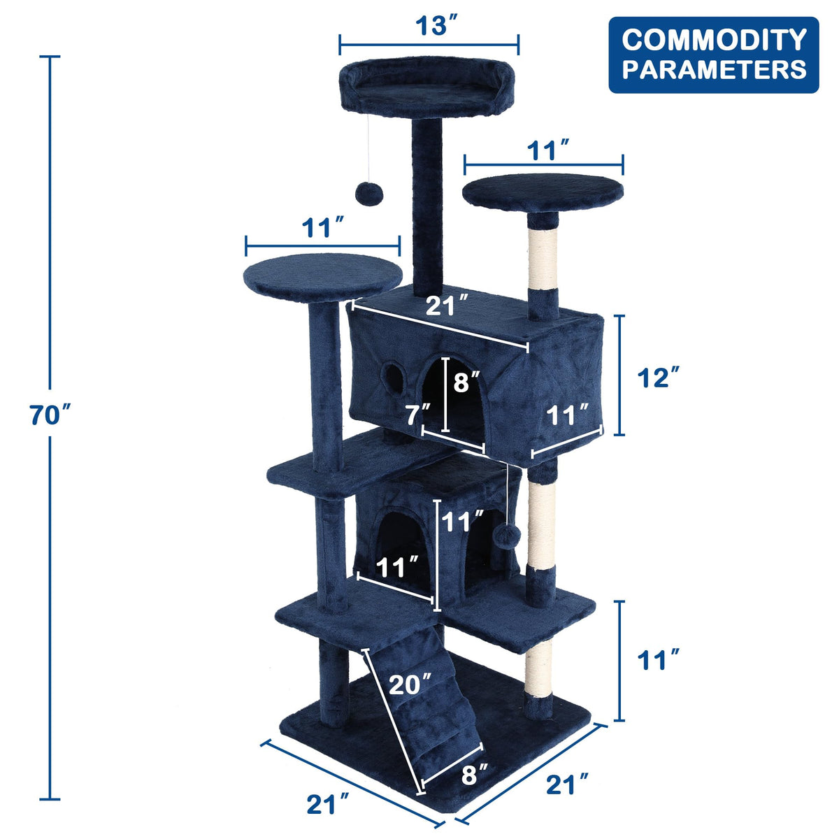 Tall Indoor Cat Condo Tower with Scratching Post F617