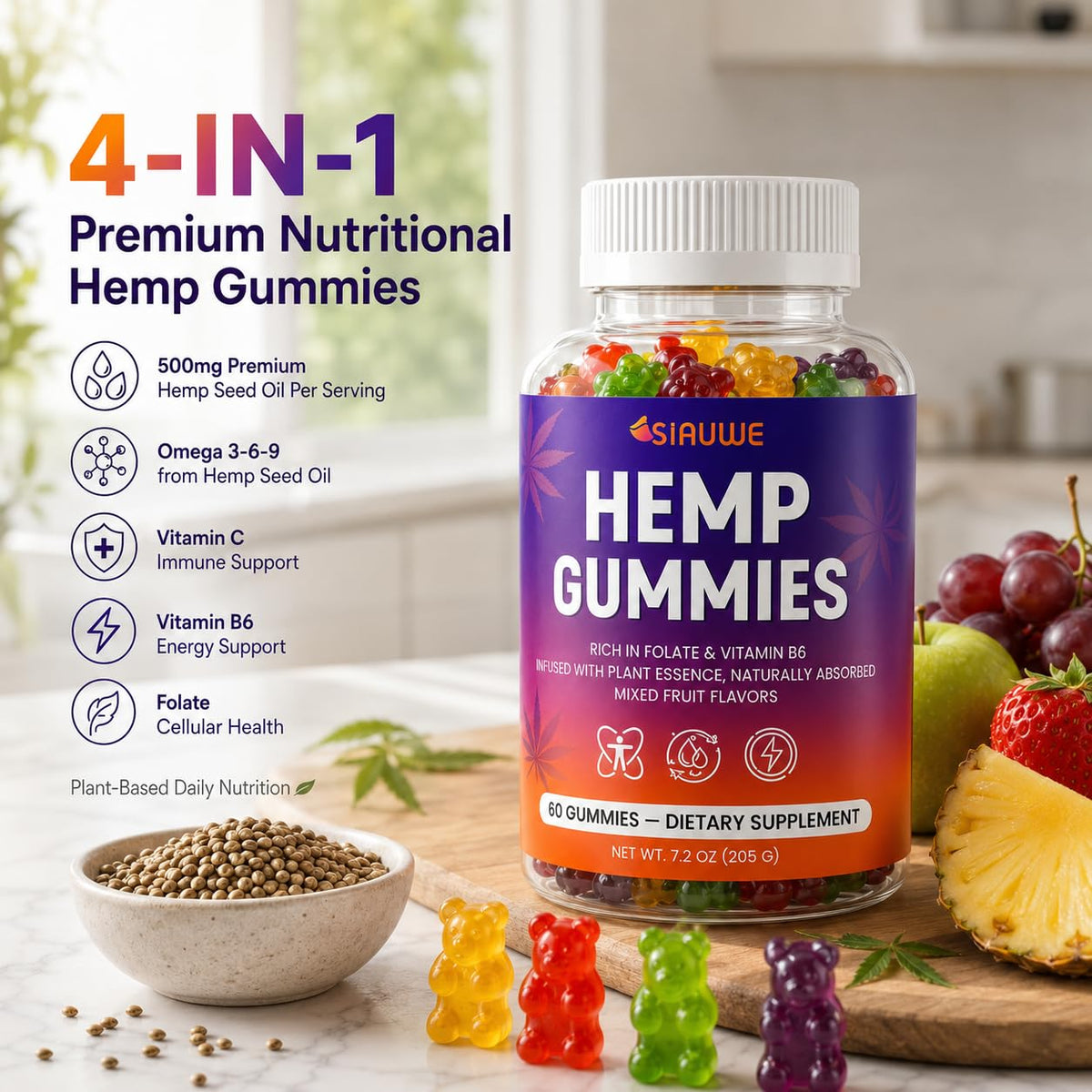 Sugar Free Hemp Gummies 60 Count C916332