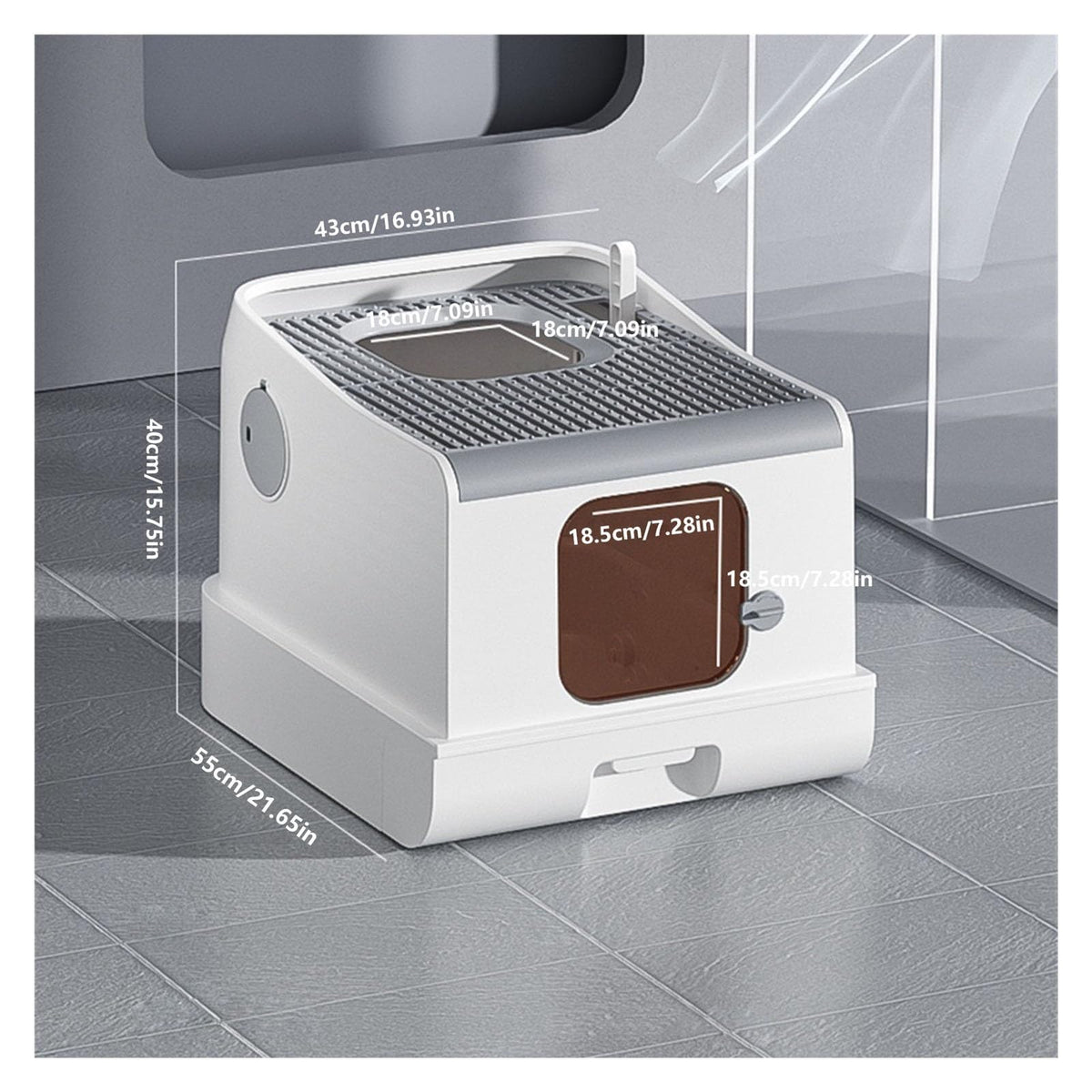 Fully Enclosed Extra Large Cat Litter Box D231253