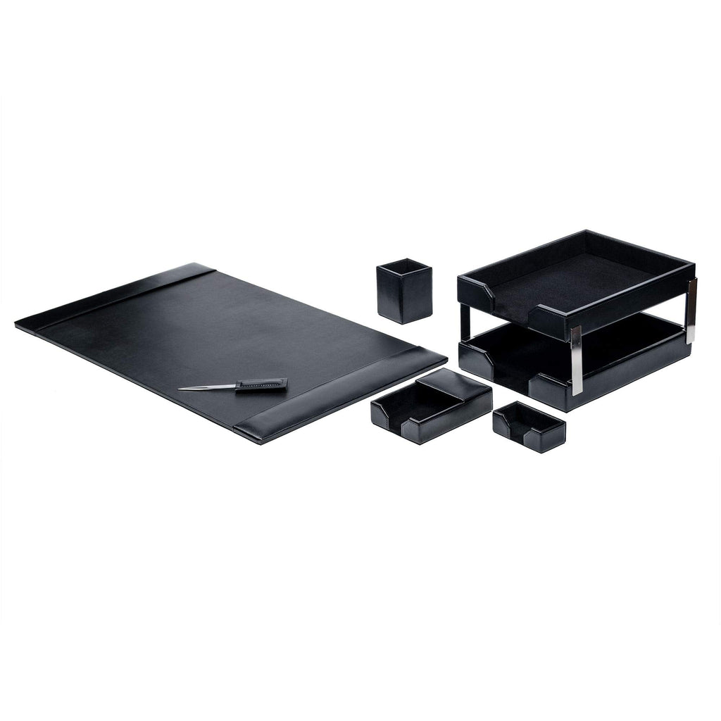 Black 8 Piece Bonded Leather Desk Set H250990