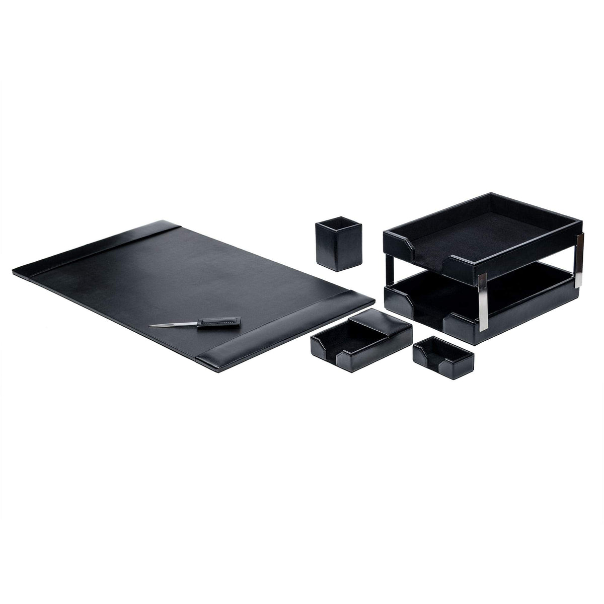 Black 8 Piece Bonded Leather Desk Set H250990