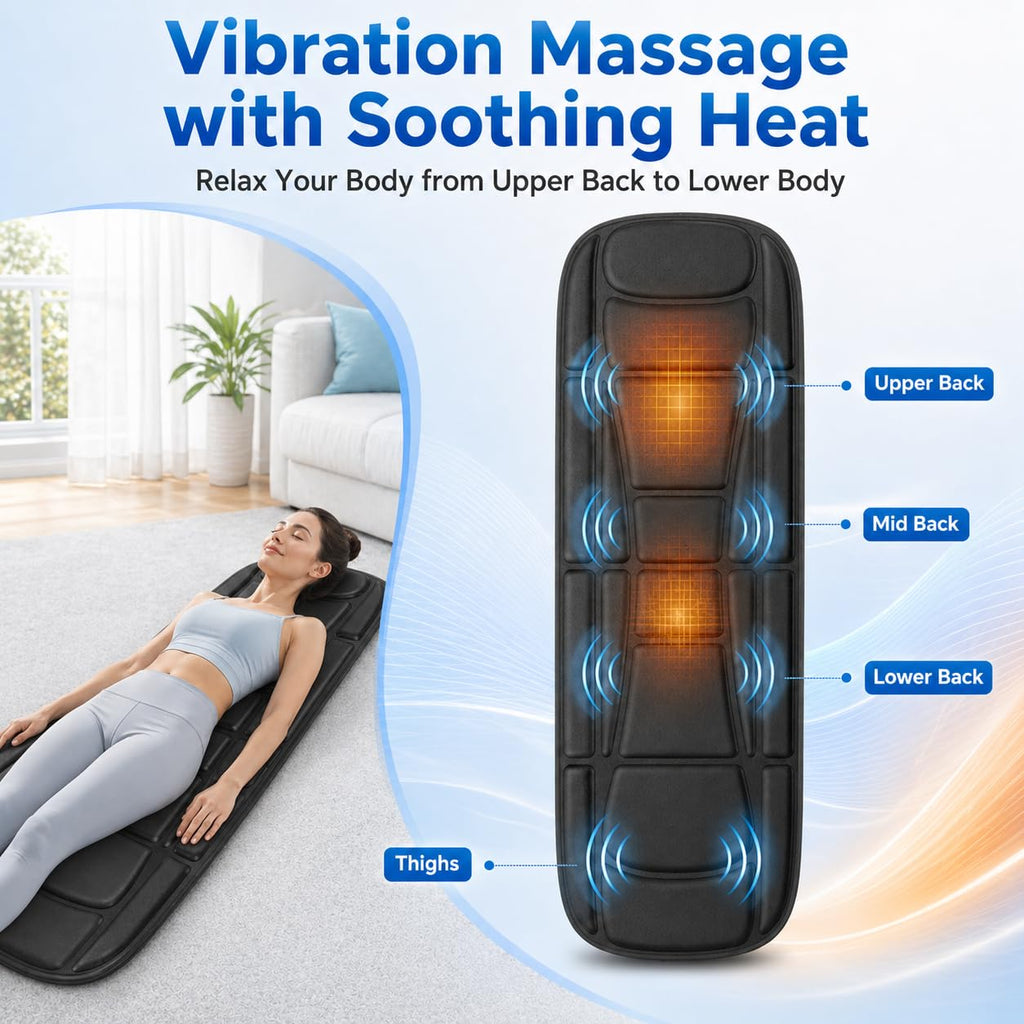Heated Vibration Full Body Massage Mat with Lumbar Support Cushion U61522