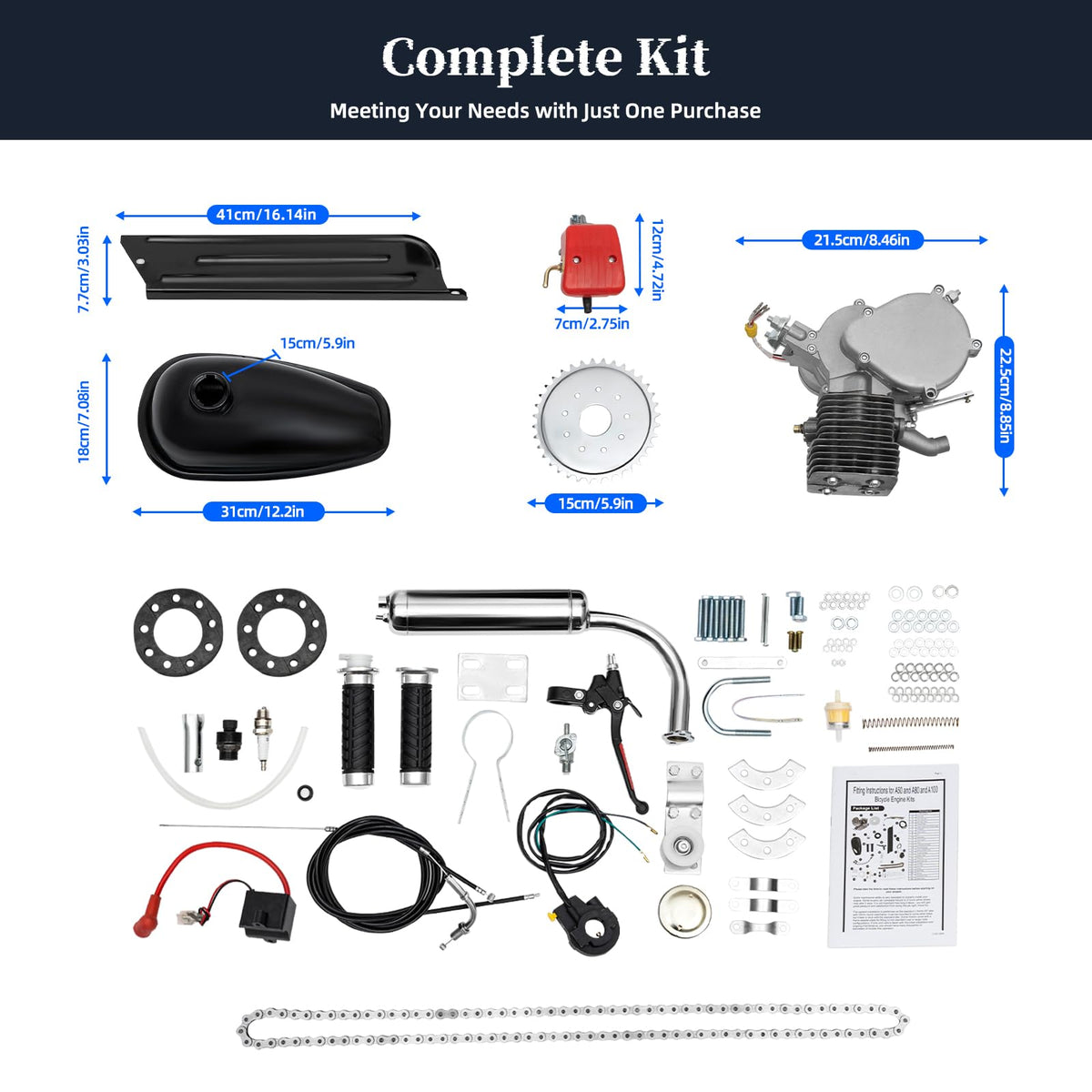 2-stroke 100cc Gas Bike Engine Kit O4194