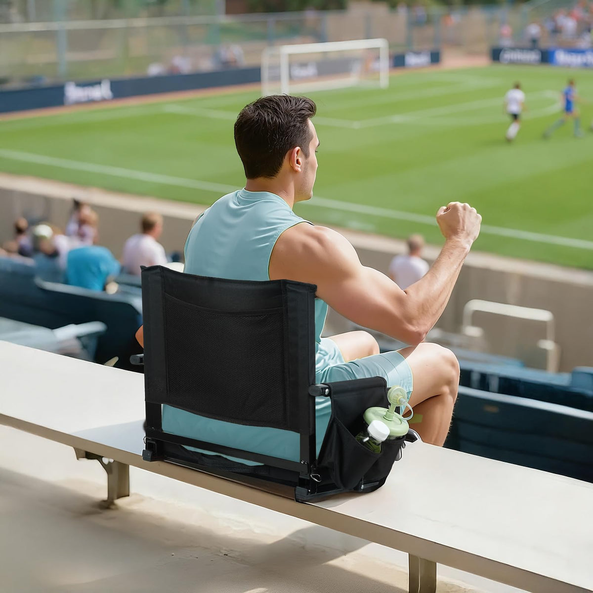 2 Pcs Folding Stadium Seat with Cup Holder G249208