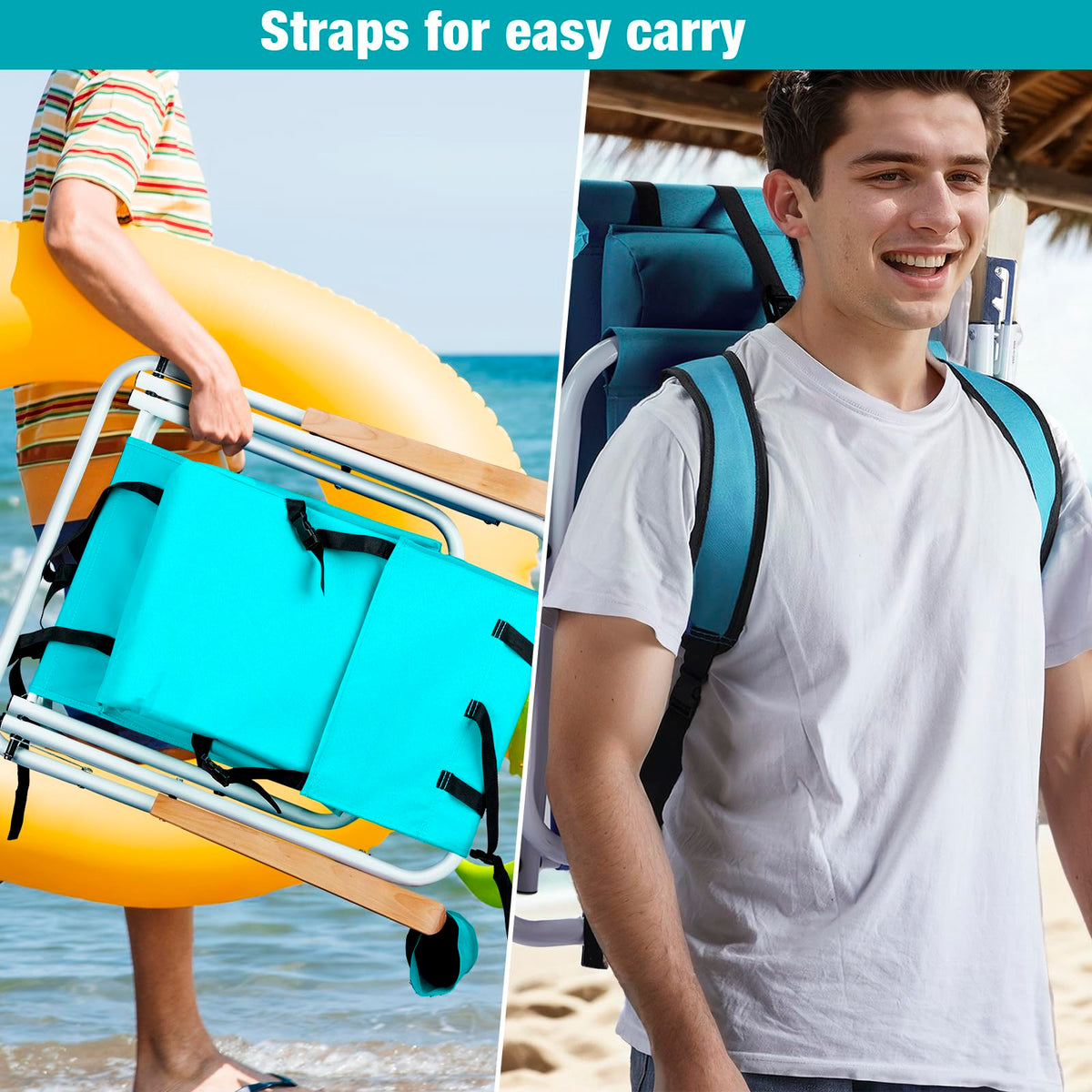 2 Pack Green Portable Folding Beach Chair with Cup Holder K8229