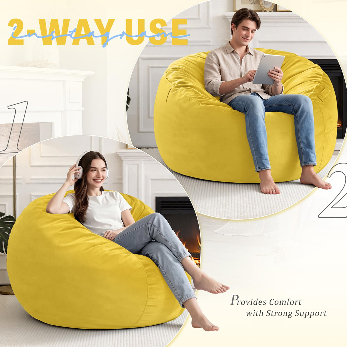 3FT Bean Bag Chair with Washable Cover L516