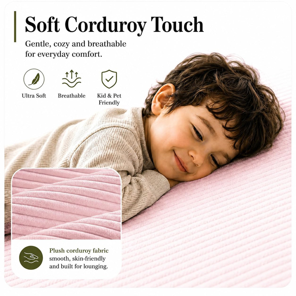 Folding Convertible Corduroy Sofa Bed King Size E571291