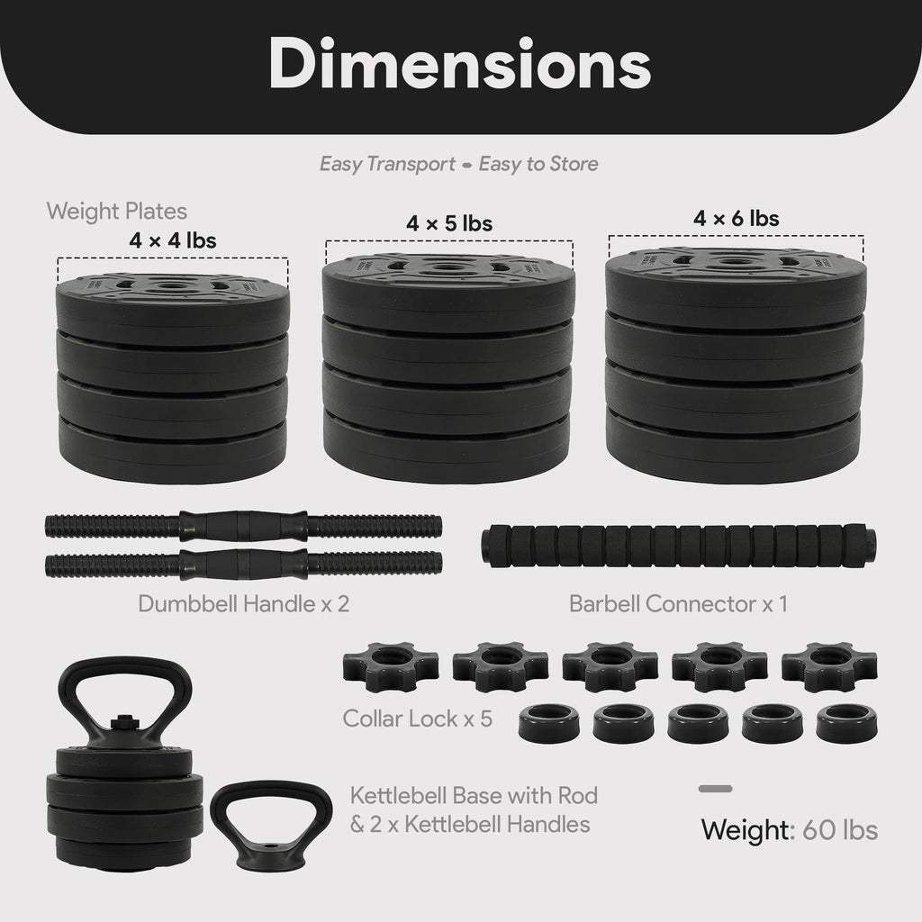 Adjustable Dumbbell Set 60 Lbs Black G423815