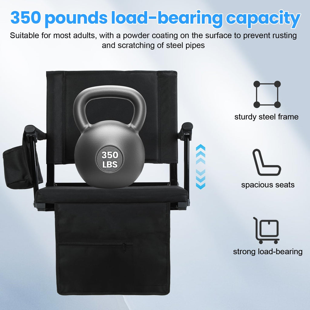 2 Pcs Folding Stadium Seat with Cup Holder G249208