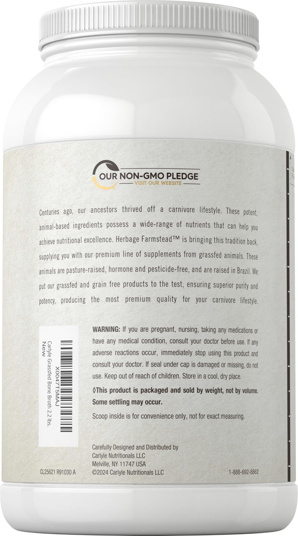 Grass Fed Bone Broth Protein Powder 35.2 oz 20g Protein Non-GMO Gluten Free J931