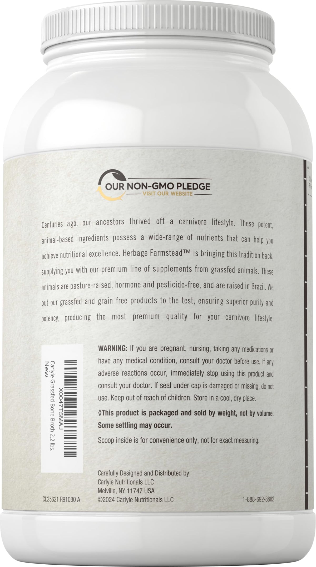 Grass Fed Bone Broth Protein Powder 35.2 oz 20g Protein Non-GMO Gluten Free J931