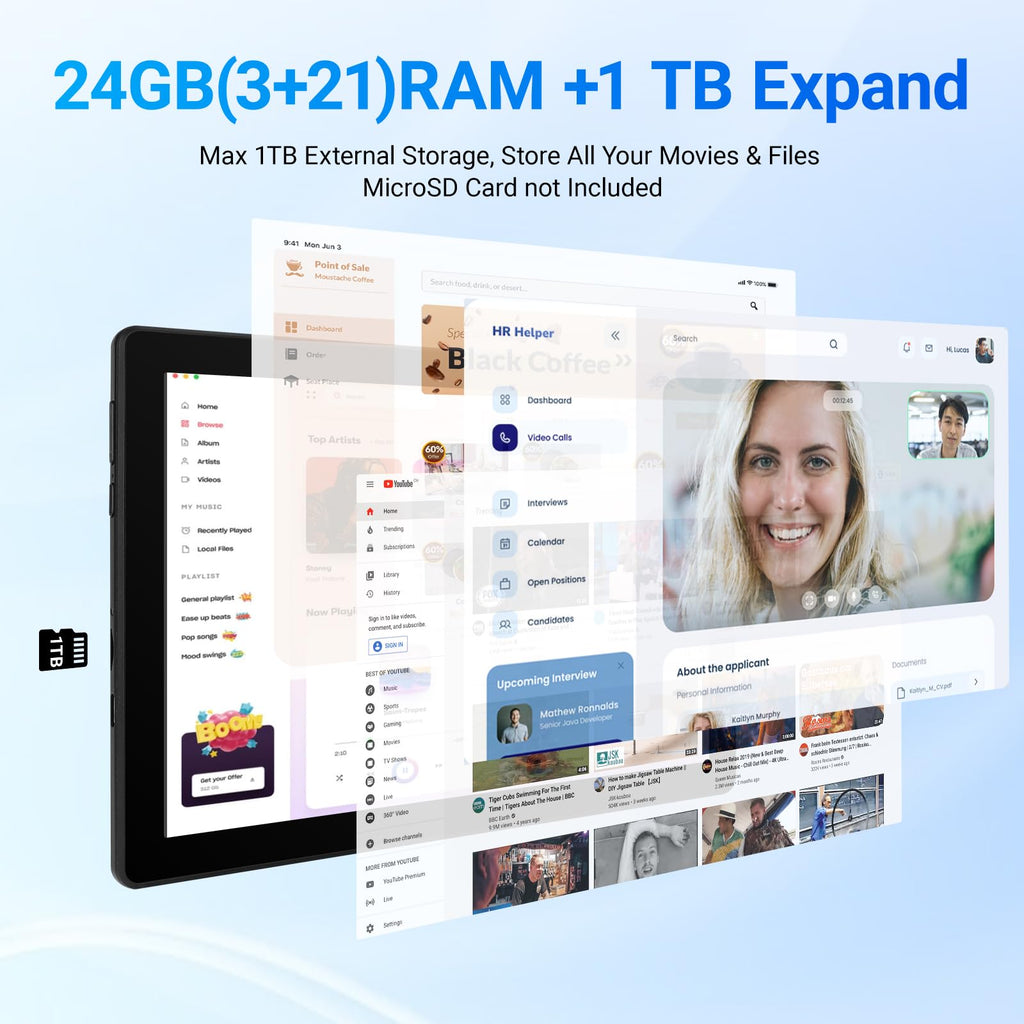 10.1" Android Tablet 24GB RAM 64GB ROM 6000mAh S5801