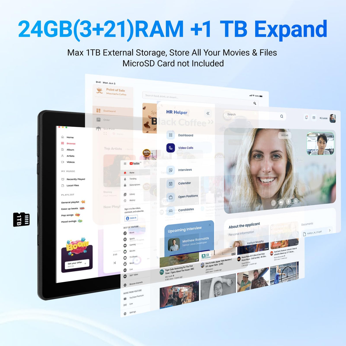 10.1" Android Tablet 24GB RAM 64GB ROM 6000mAh S5801