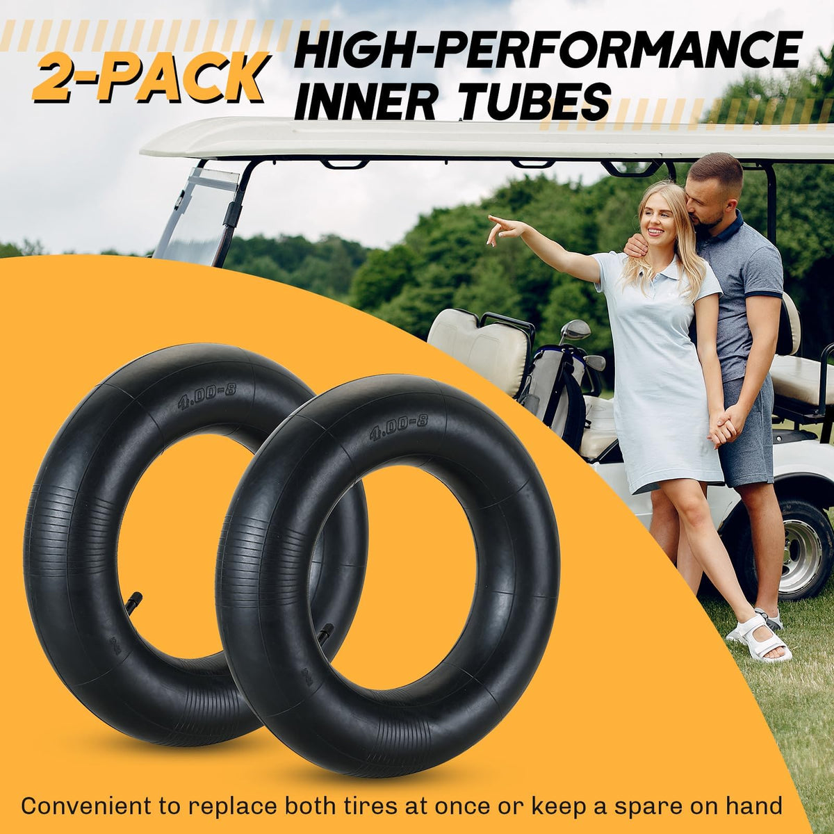 2 Pack 4.80/4.00-8 Inner Tube with TR-13 Straight Valve Stem G616428