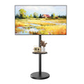 Rolling TV Stand with Shelf and Hidden Wheels D9077
