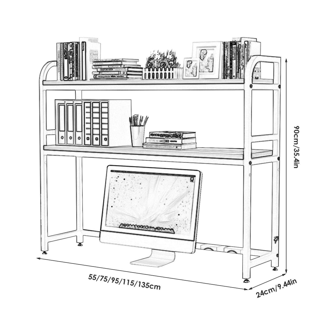 2-Tier White Desktop Bookshelf C617