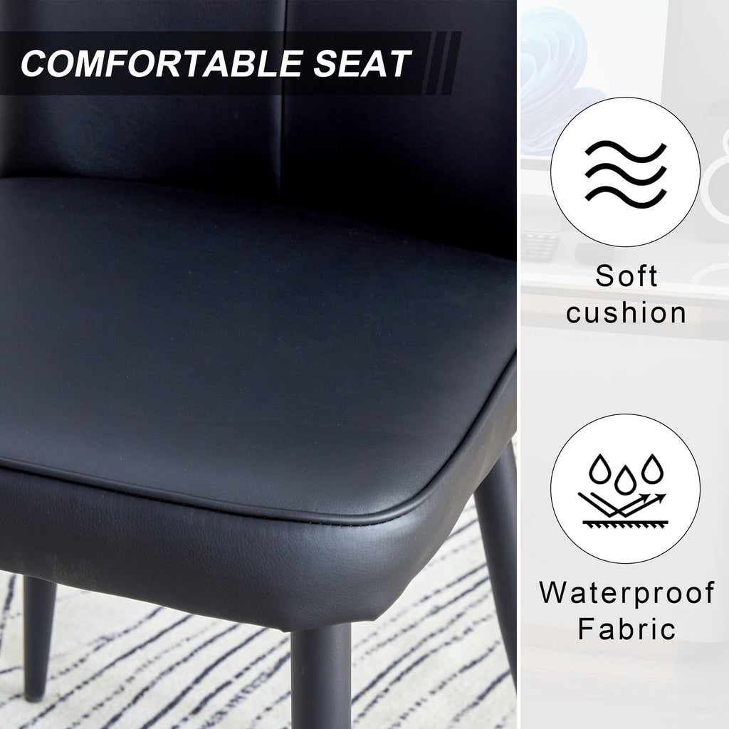Black Faux PU Leather Dining Chairs Set of 4 A36122