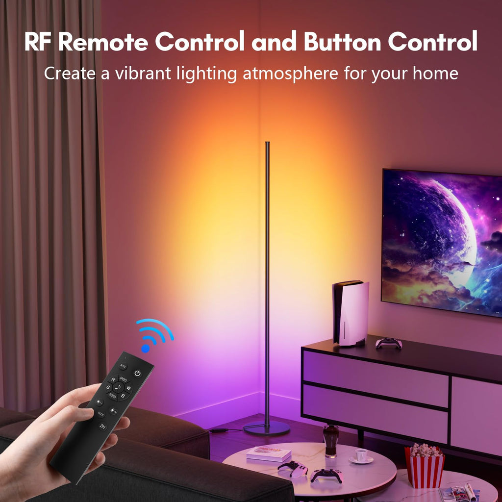 LED RGB+IC Corner Floor Lamp with App Remote Control Black N277