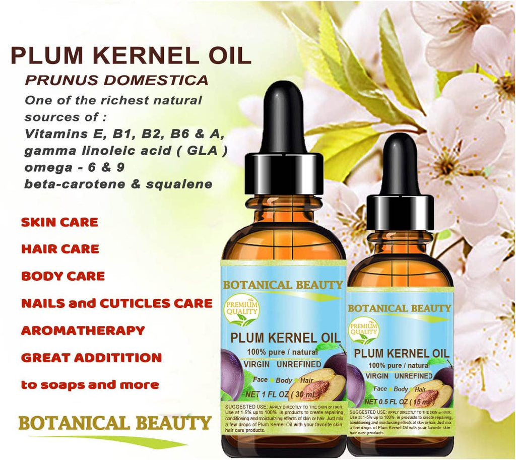 100% Pure Natural Virgin Unrefined Cold Pressed Plum Kernel Oil 1 oz M32214