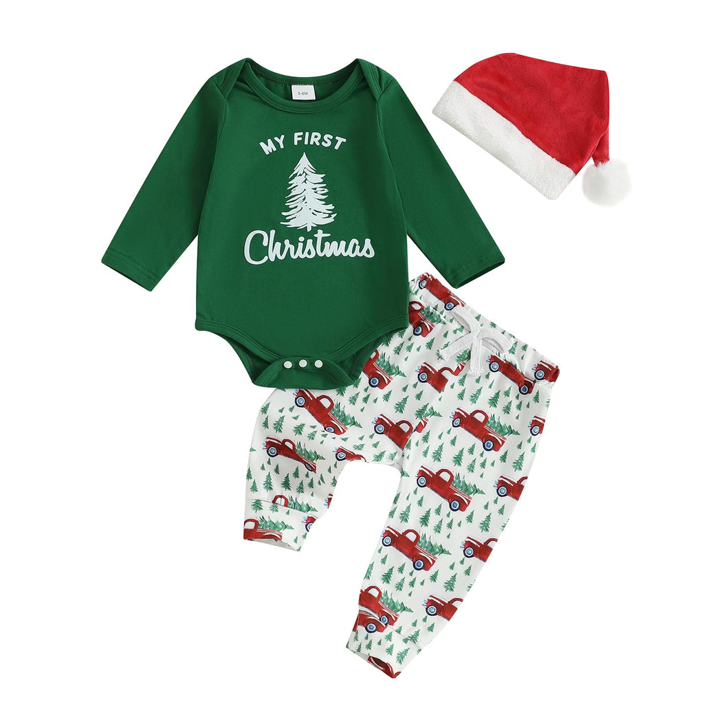 Christmas Baby Boy Outfit Newborn Romper Pant Headband H5208