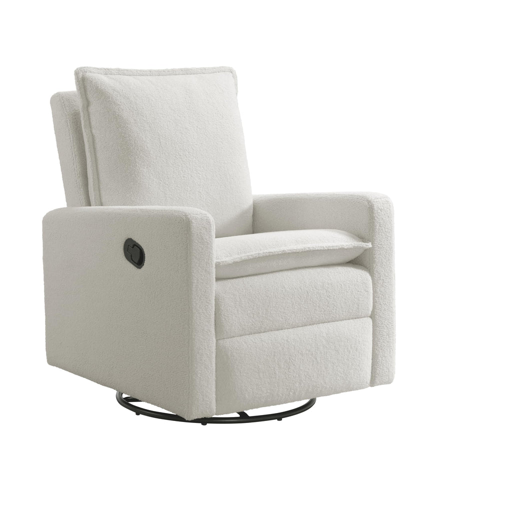 White Boucle Swivel Glider Recliner I614