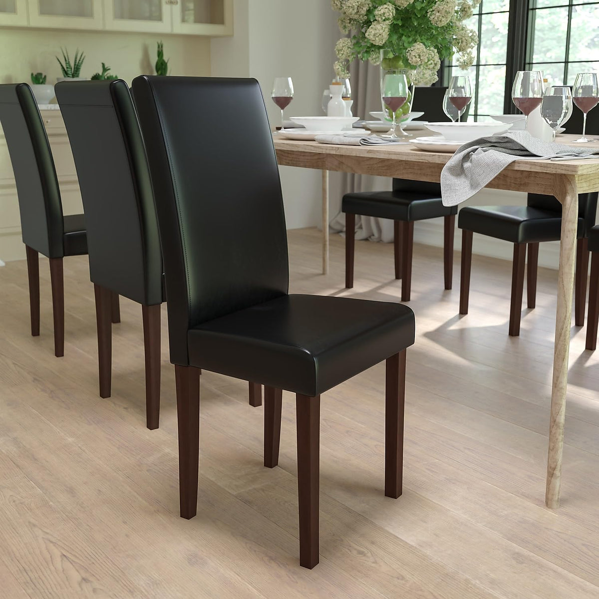 Black LeatherSoft Parsons Dining Chair N922