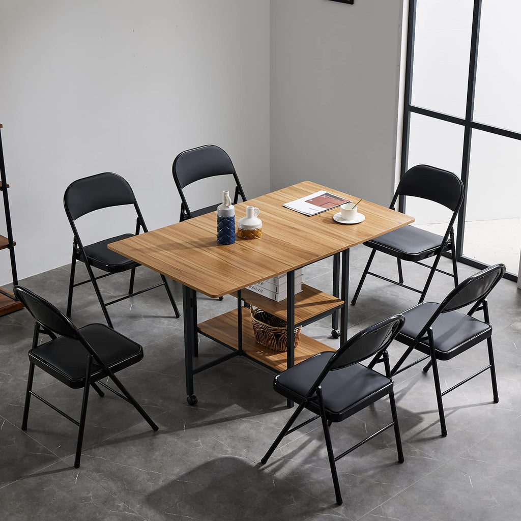 Black Folding Chairs with Padded Seats, 10 Pack I48622