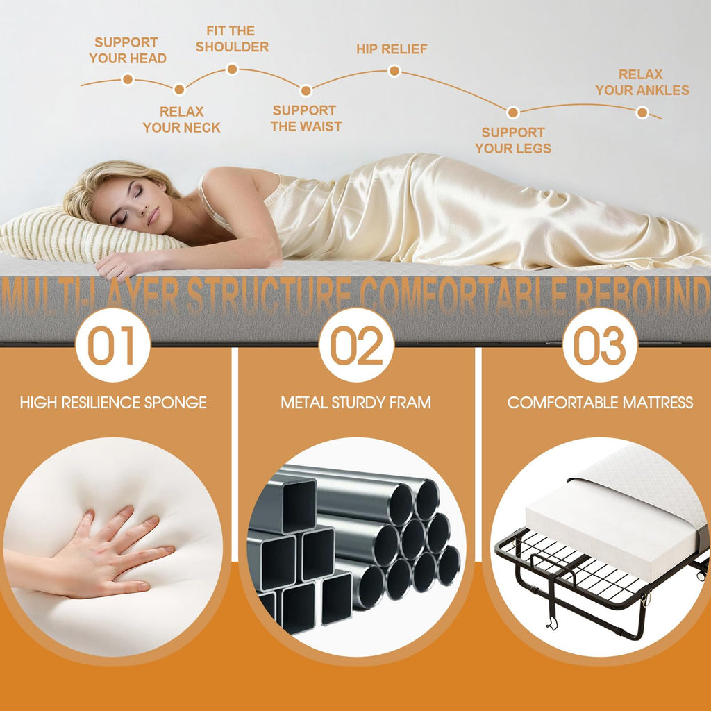 Folding Bed with Memory Foam Mattress A7867