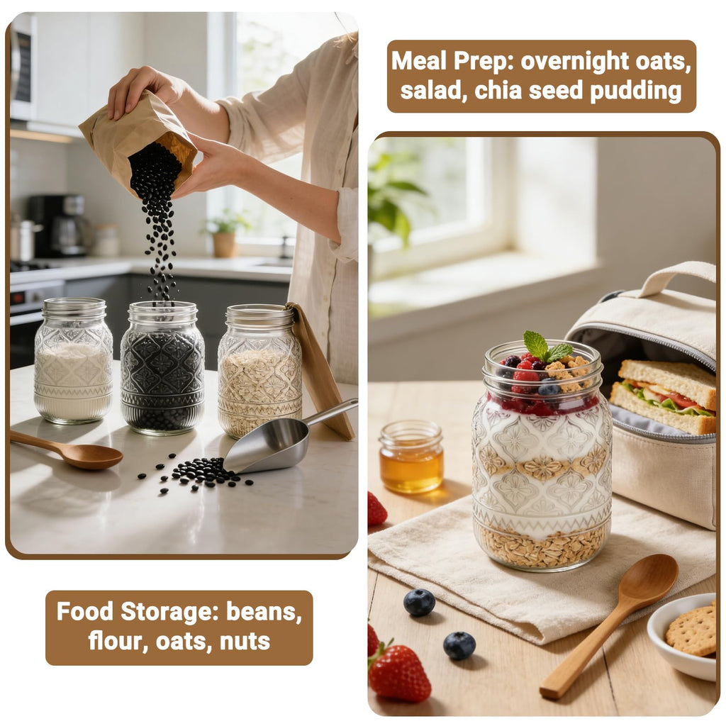 16oz Embossed Mason Jars 15-Pack with Airtight Lids X526