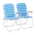 Blue Webbed Folding Lawn Chairs Set of 2 Z5549