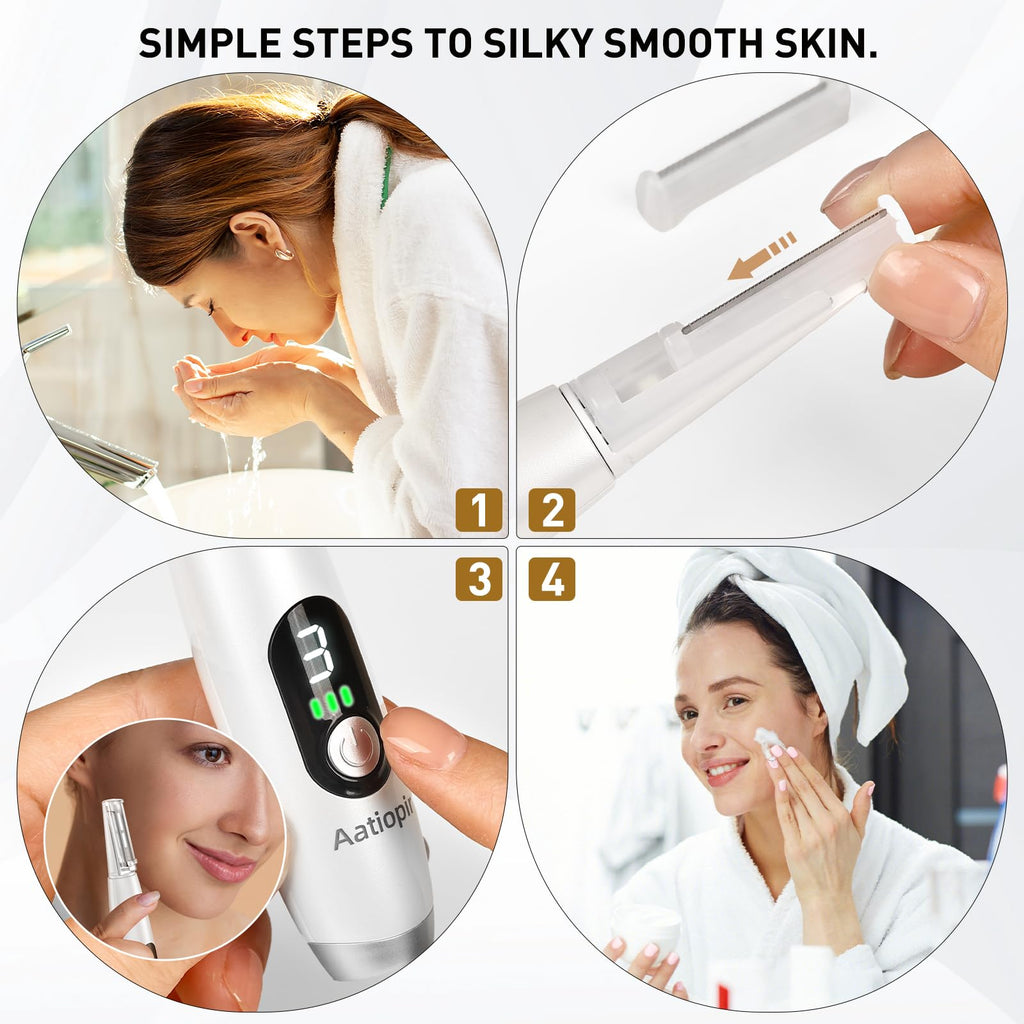 3 Speeds LED Electric Dermaplaning Tool with 12 Replaceable Blades R6295