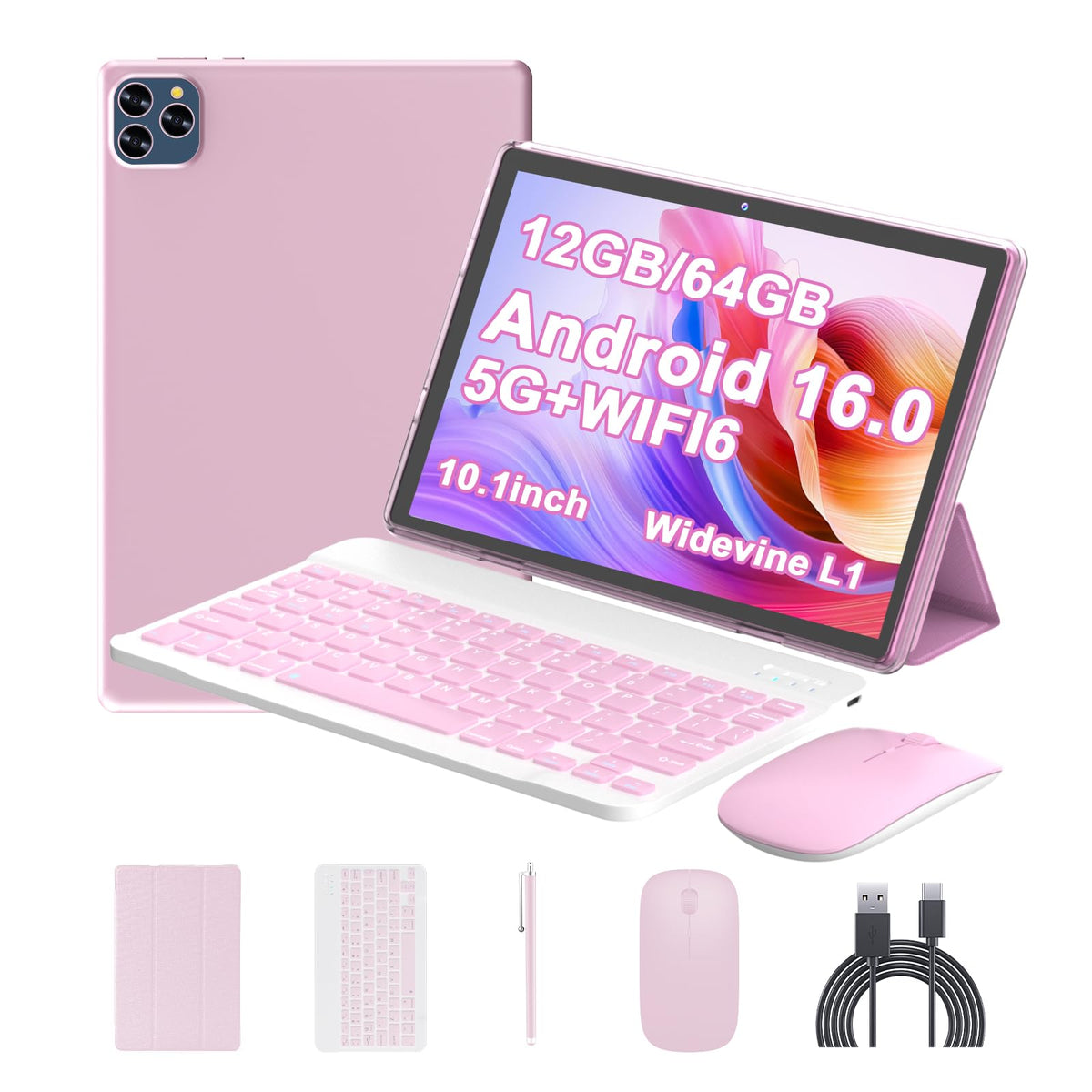 Android 16 Tablet 10 Inch 12 GB RAM 64GB ROM 2 in 1 Tablet PC T54901
