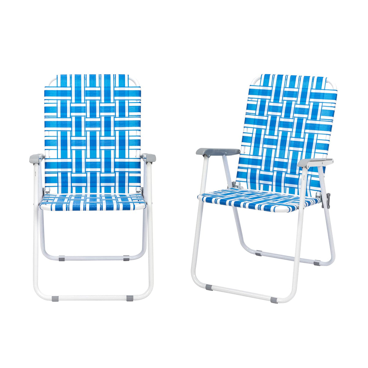 Blue Webbed Folding Lawn Chairs Set of 2 Z5549