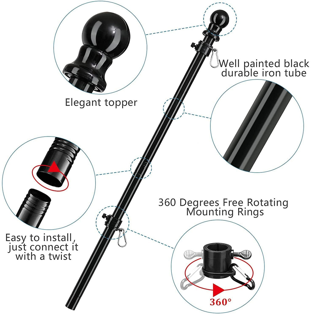 5ft Tangle Free Flag Pole Kit with 3x5 US Flag E5044