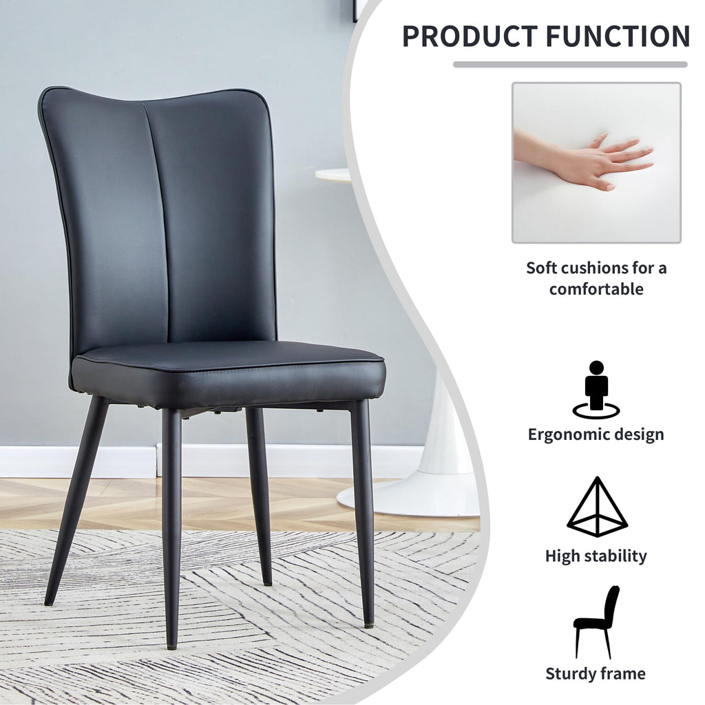 Black Faux PU Leather Dining Chairs Set of 4 A36122