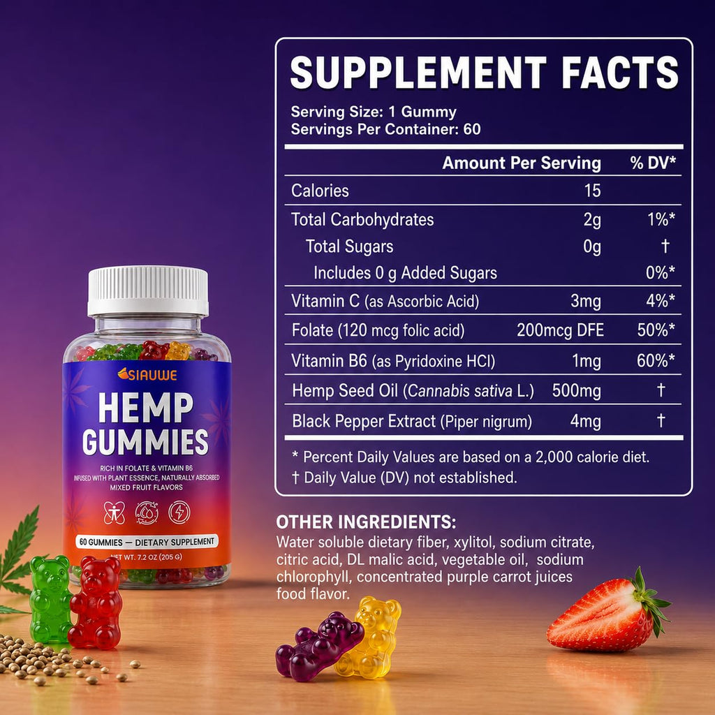 Sugar Free Hemp Gummies 60 Count C916332