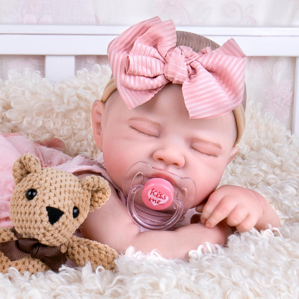 20'' Realistic Sleeping Newborn Girl Doll in Pink Dress D99243