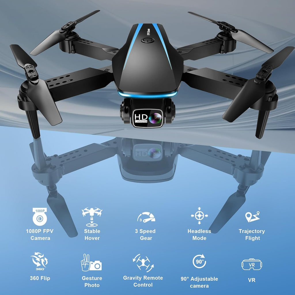 1080P HD Foldable Drone with Camera, 2 Batteries, Carrying Case C161