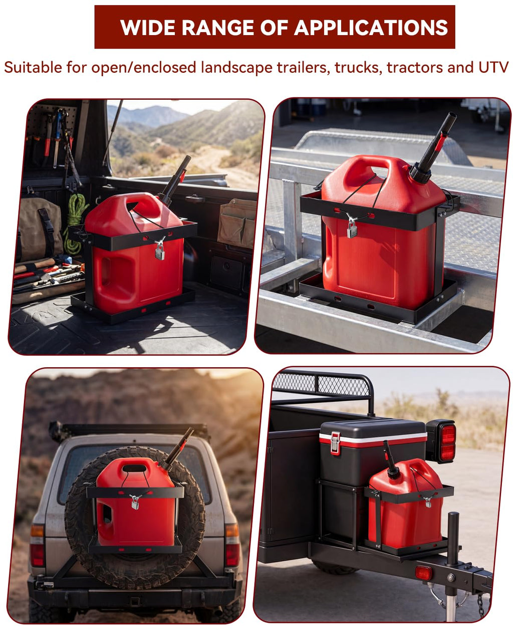 5 Gallon Gas Can Holder with Anti-Theft Lock J7611