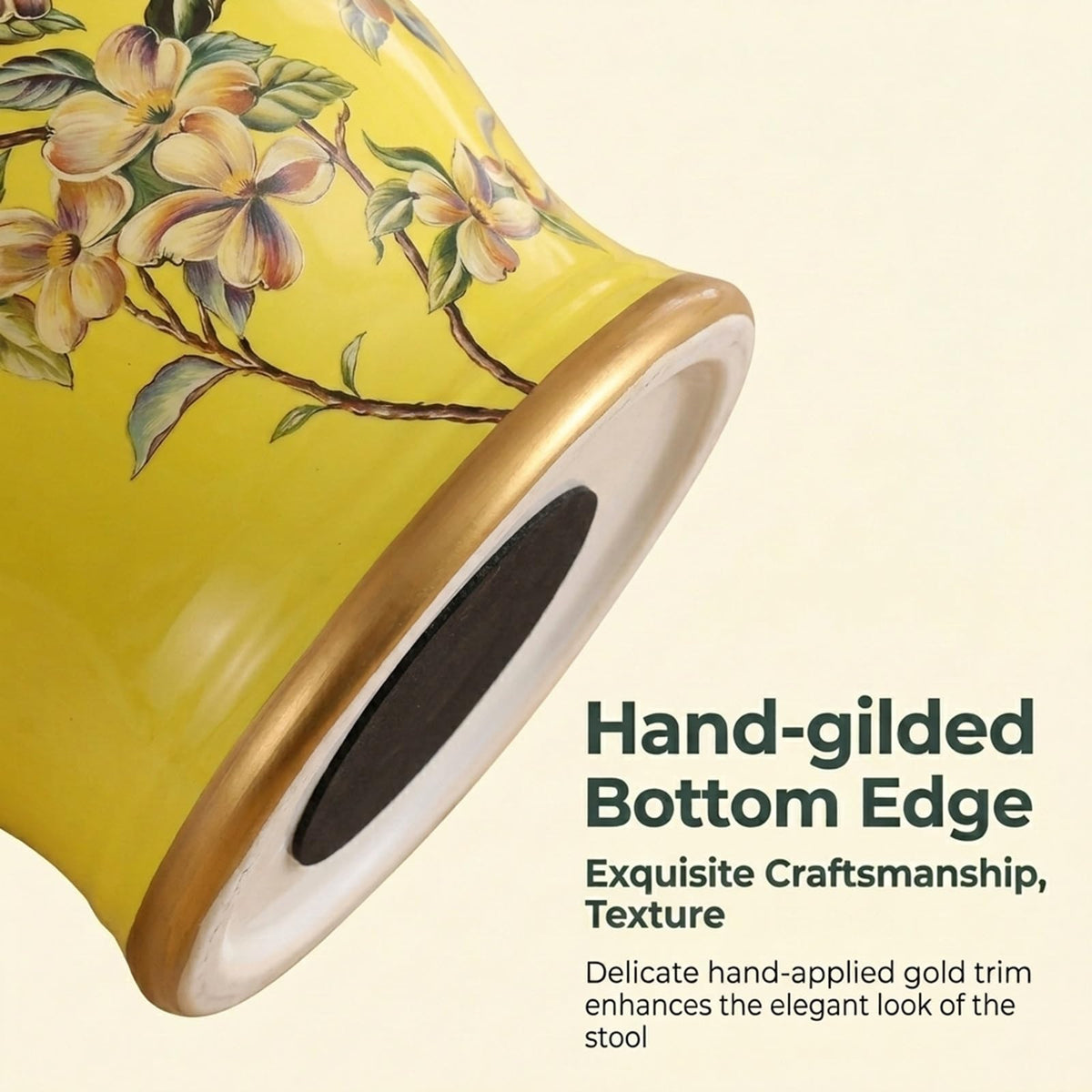 Glazed Hand-Painted Ceramic Drum Stool K92515